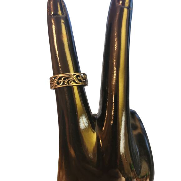 925 Sterling Silver Filigree band with folage - Picture 3 of 7